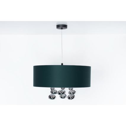 Luster na lanku BUBBLE 1×E27/60W/230V, priemer 40 cm, zelený