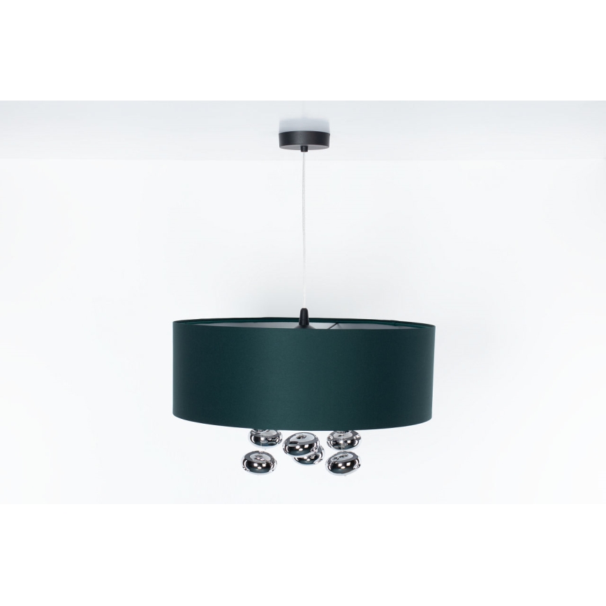 Luster na lanku BUBBLE 1×E27/60W/230V, priemer 40 cm, zelený