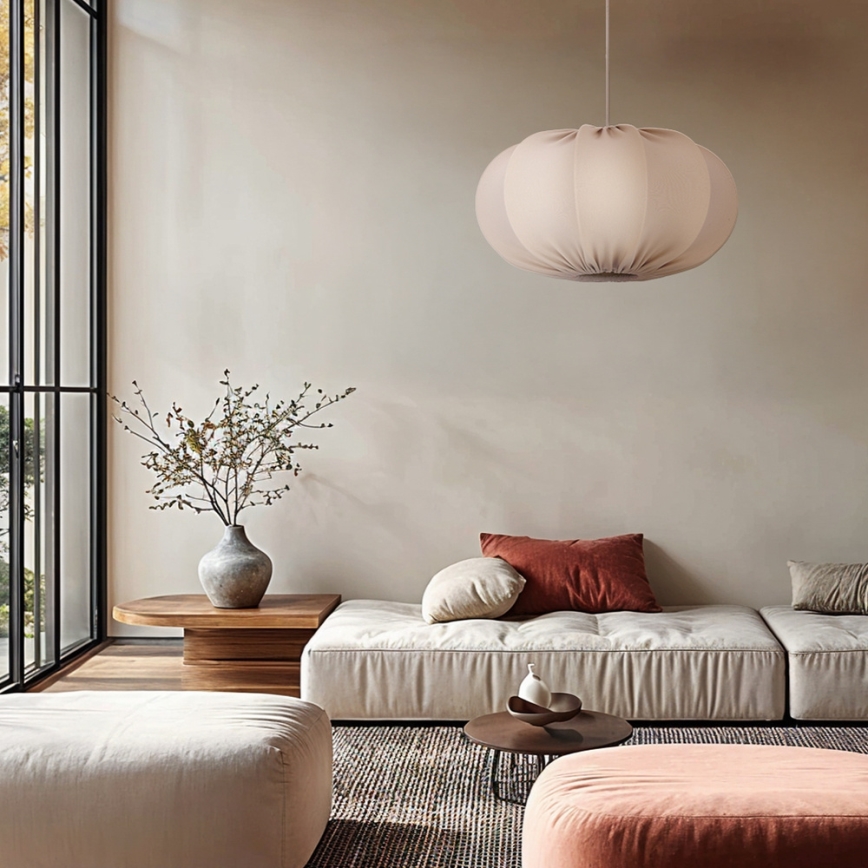 Luster na lanku CAFEE 1xE27/40W/230V, priemer 52 cm, béžový