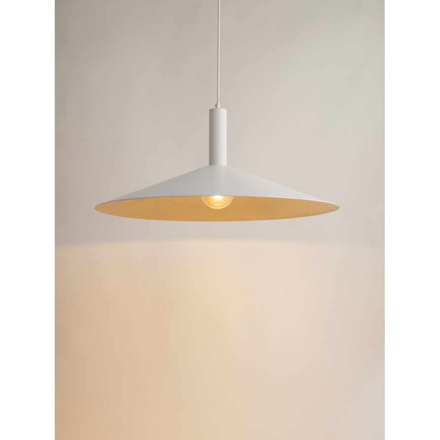 Luster na lanku CAPRI 1xE27/15W/230V pr. 70 cm biela/zlatá