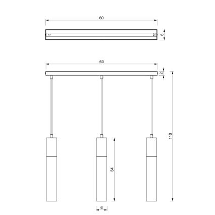 Luster na lanku CASSA 3xGU10/8W/230V biela/zlatá