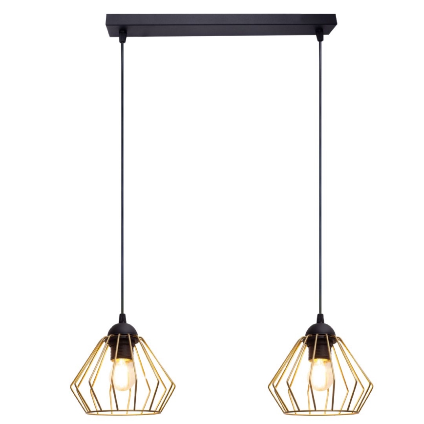 Luster na lanku CEED GOLD 2xE27/60W/230V čierna/zlatá