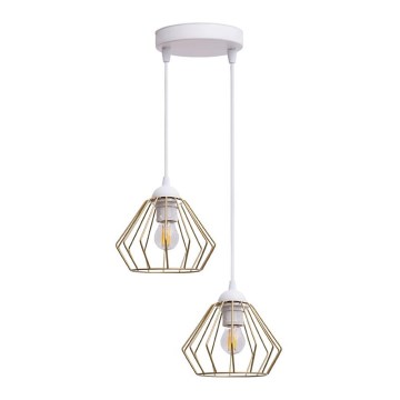 Luster na lanku CEED GOLD 2xE27/60W/230V pr. 28 cm biela/zlatá