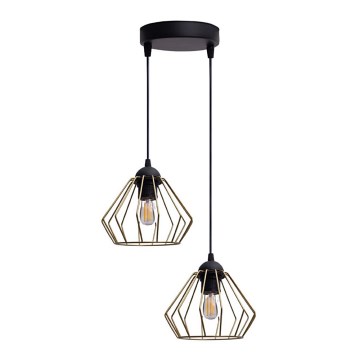 Luster na lanku CEED GOLD 2xE27/60W/230V pr. 28 cm čierna/zlatá