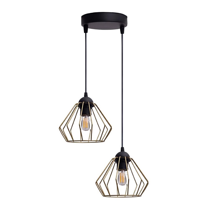 Luster na lanku CEED GOLD 2xE27/60W/230V pr. 28 cm čierna/zlatá