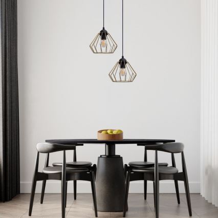 Luster na lanku CEED GOLD 2xE27/60W/230V pr. 28 cm čierna/zlatá