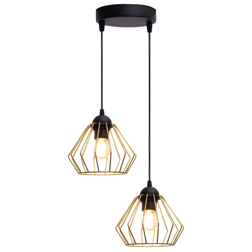 Luster na lanku CEED GOLD 2xE27/60W/230V pr. 28 cm čierna/zlatá