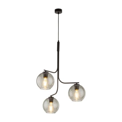 Luster na lanku CESAR 3xE27/15W/230V čierna/dymová sivá