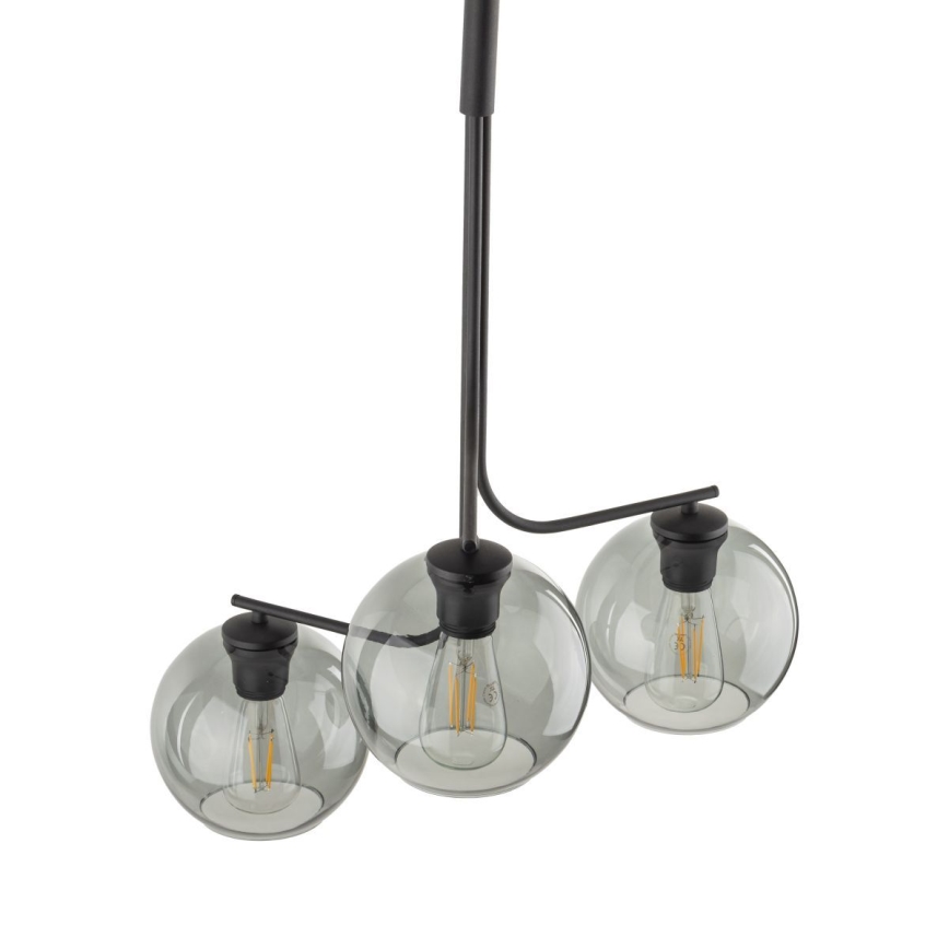 Luster na lanku CESAR 3xE27/15W/230V čierna/dymová sivá