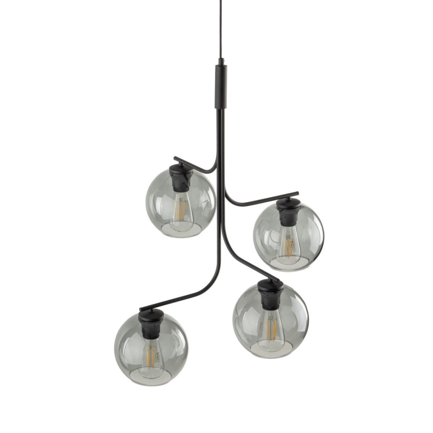 Luster na lanku CESAR 4xE27/15W/230V čierna/dymová sivá