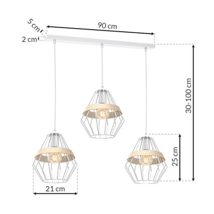 Luster na lanku CLIF 3xE27/60W/230V