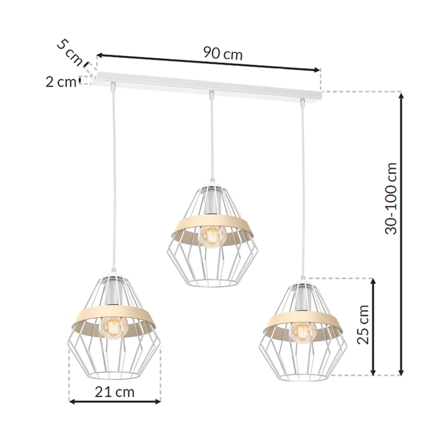 Luster na lanku CLIF 3xE27/60W/230V