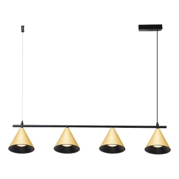 Luster na lanku CONE 4xGU10/10W/230V zlatá/čierna