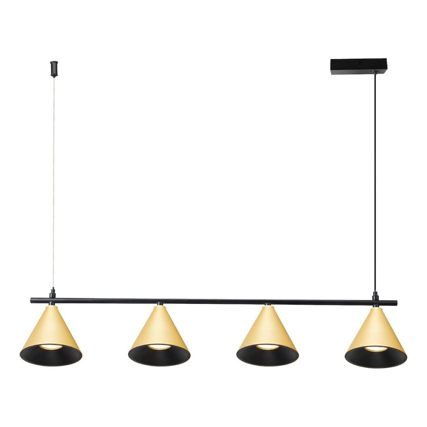 Luster na lanku CONE 4xGU10/10W/230V zlatá/čierna