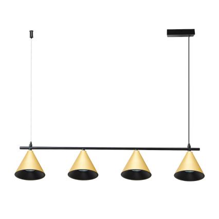 Luster na lanku CONE 4xGU10/10W/230V zlatá/čierna