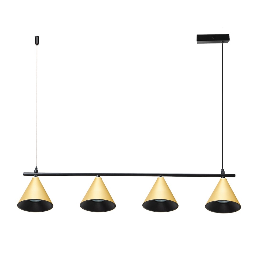 Luster na lanku CONE 4xGU10/10W/230V zlatá/čierna