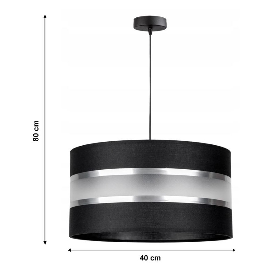 Luster na lanku CORAL 1xE27/60W/230V čierna
