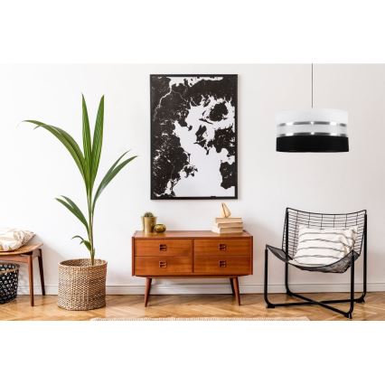 Luster na lanku CORAL 1xE27/60W/230V čiernobiela