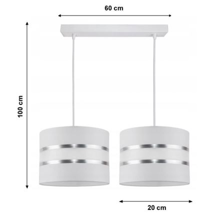 Luster na lanku CORAL 2xE27/60W/230V biela