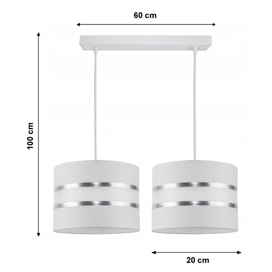 Luster na lanku CORAL 2xE27/60W/230V biela