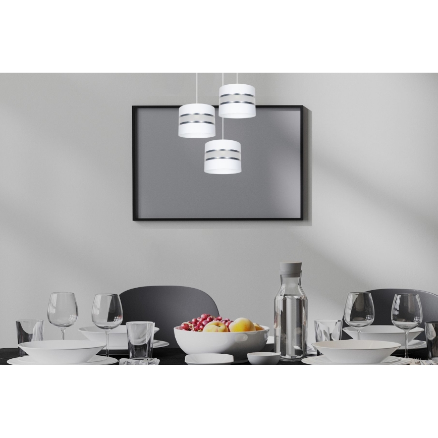 Luster na lanku CORAL 3xE27/60W/230V biela/matný chróm pr. 45 cm
