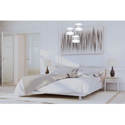 Luster na lanku CORAL 3xE27/60W/230V biela/matný chróm pr. 45 cm
