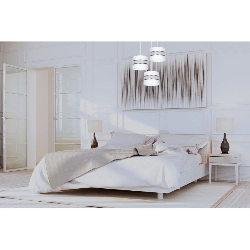 Luster na lanku CORAL 3xE27/60W/230V biela/matný chróm pr. 45 cm