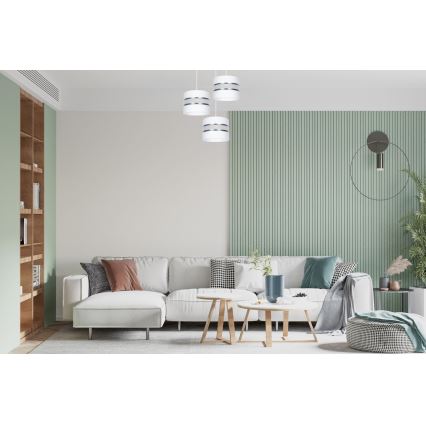Luster na lanku CORAL 3xE27/60W/230V biela/matný chróm pr. 45 cm