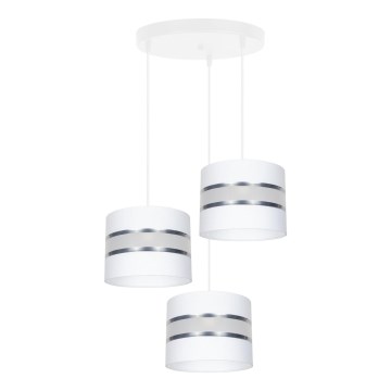 Luster na lanku CORAL 3xE27/60W/230V biela/matný chróm pr. 45 cm