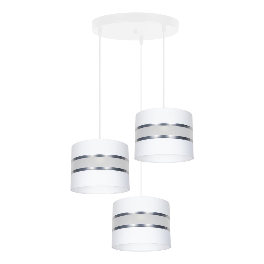 Luster na lanku CORAL 3xE27/60W/230V biela/matný chróm pr. 45 cm
