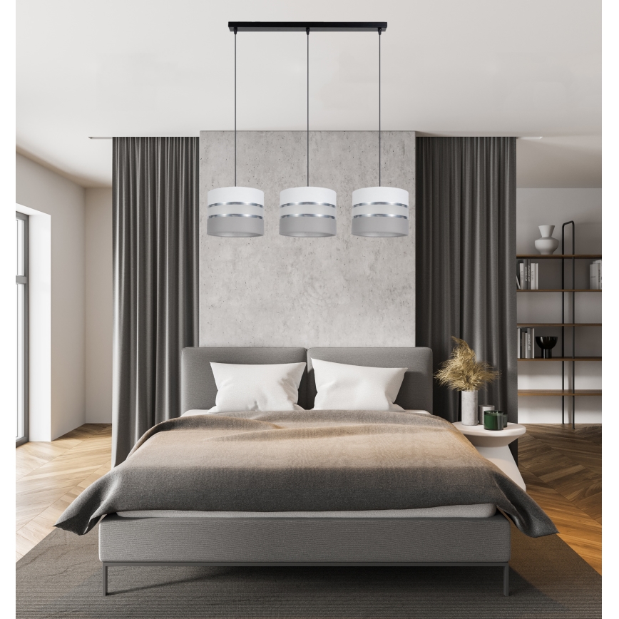 Luster na lanku CORAL 3xE27/60W/230V biela/šedá