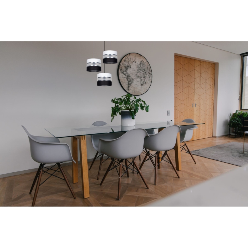 Luster na lanku CORAL 3xE27/60W/230V čierna/biela/matný chróm pr. 45 cm