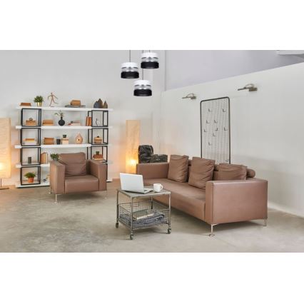 Luster na lanku CORAL 3xE27/60W/230V čierna/biela/matný chróm pr. 45 cm
