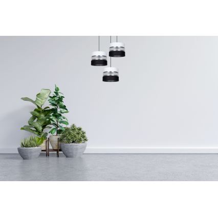 Luster na lanku CORAL 3xE27/60W/230V čierna/biela/matný chróm pr. 45 cm