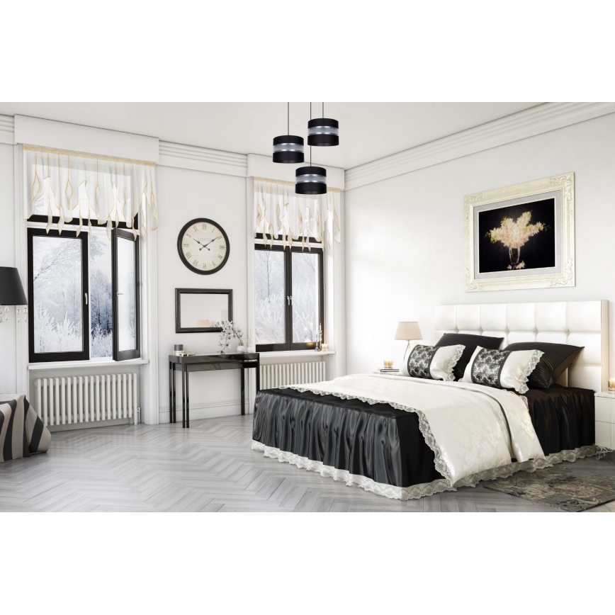 Luster na lanku CORAL 3xE27/60W/230V čierna/matný chróm pr. 45 cm