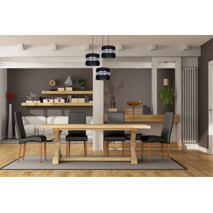 Luster na lanku CORAL 3xE27/60W/230V čierna/matný chróm pr. 45 cm