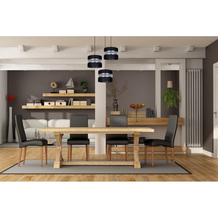 Luster na lanku CORAL 3xE27/60W/230V čierna/matný chróm pr. 45 cm