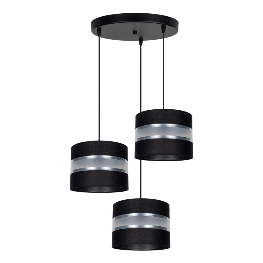 Luster na lanku CORAL 3xE27/60W/230V čierna/matný chróm pr. 45 cm