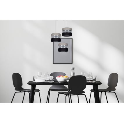 Luster na lanku CORAL 3xE27/60W/230V čierna/šedá/matný chróm pr. 45 cm