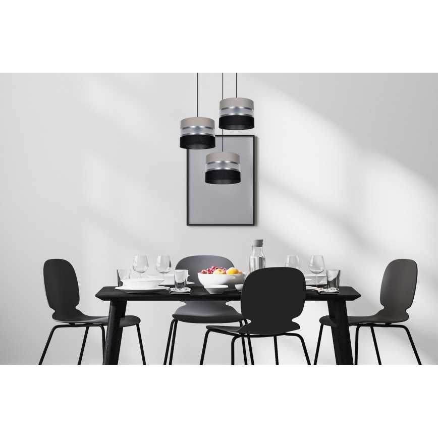 Luster na lanku CORAL 3xE27/60W/230V čierna/šedá/matný chróm pr. 45 cm