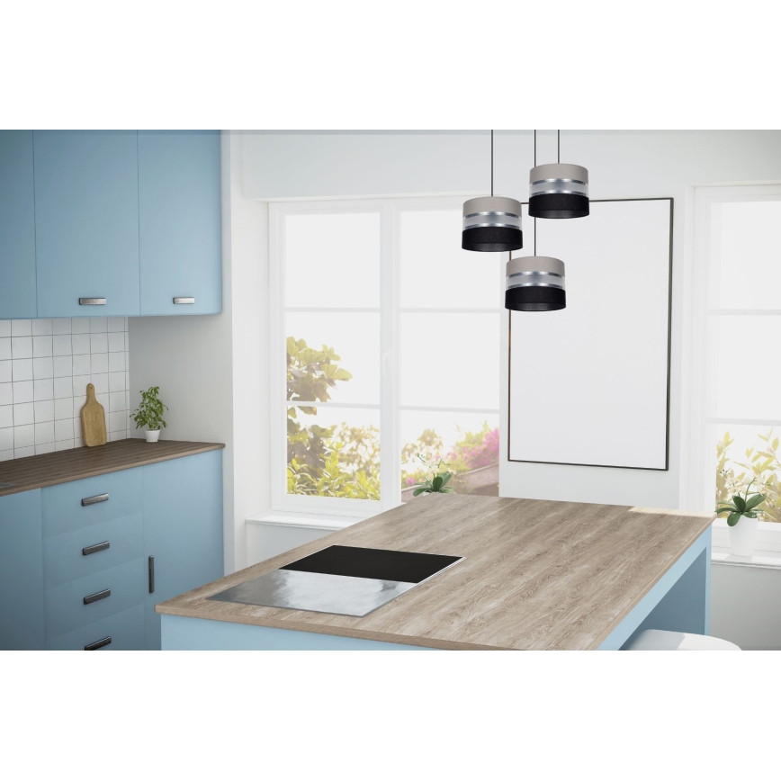 Luster na lanku CORAL 3xE27/60W/230V čierna/šedá/matný chróm pr. 45 cm