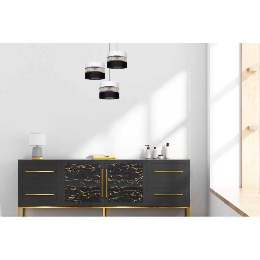 Luster na lanku CORAL 3xE27/60W/230V čiernobiela