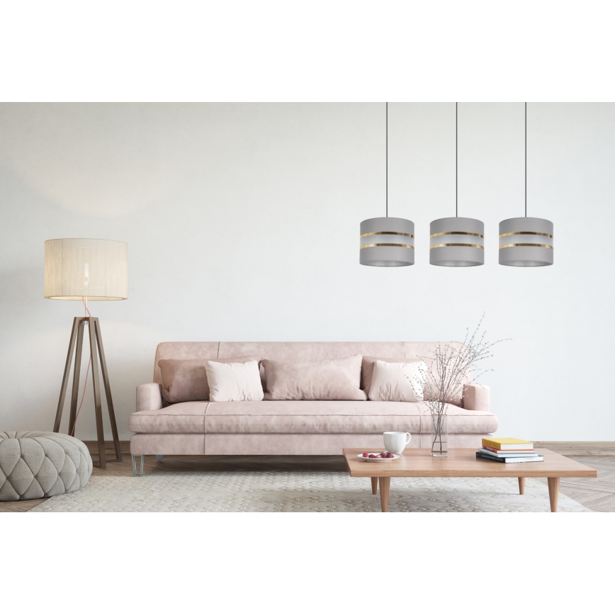 Luster na lanku CORAL 3xE27/60W/230V šedá