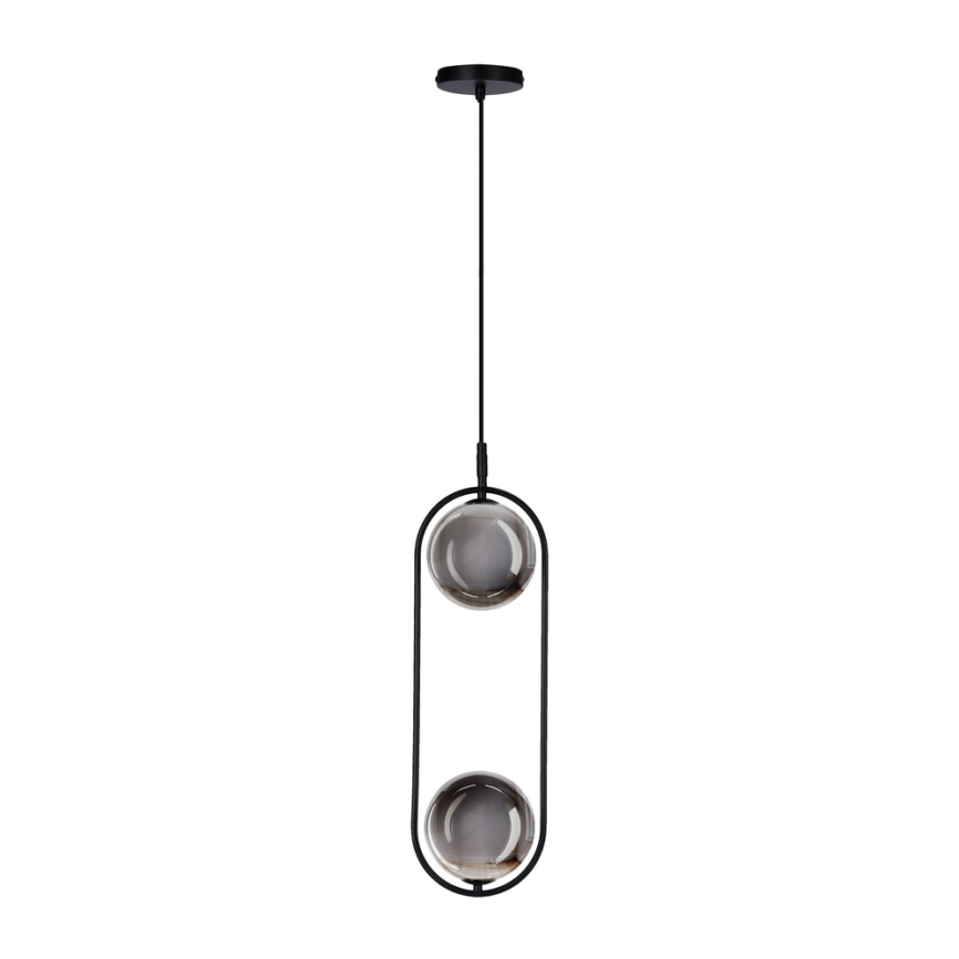 Luster na lanku CORDEL 2xG9/28W/230V čierna/dymová čierna