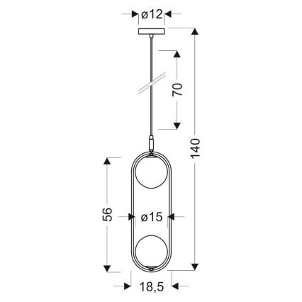 Luster na lanku CORDEL 2xG9/28W/230V čierna