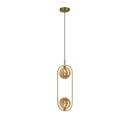 Luster na lanku CORDEL 2xG9/28W/230V mosadz/dymová béžová