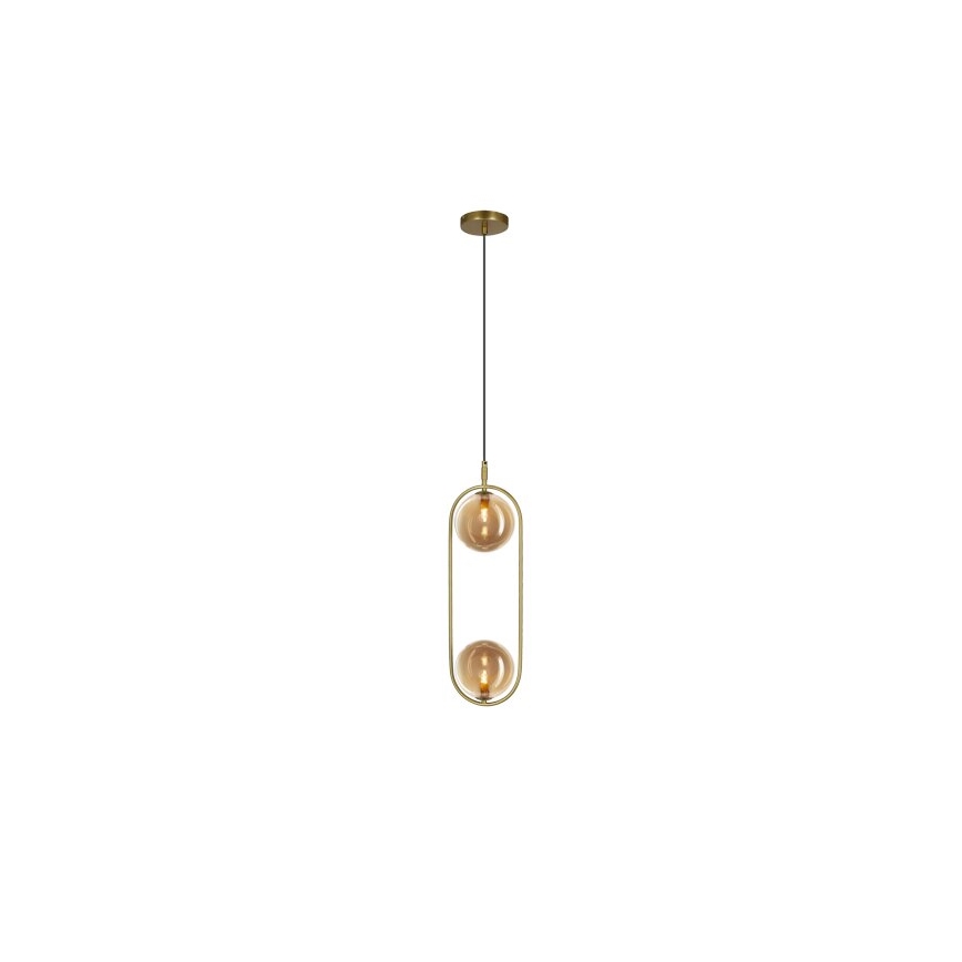 Luster na lanku CORDEL 2xG9/28W/230V mosadz/dymová béžová