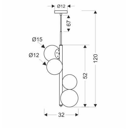Luster na lanku CORDEL 4xG9/20W/230V zlatá