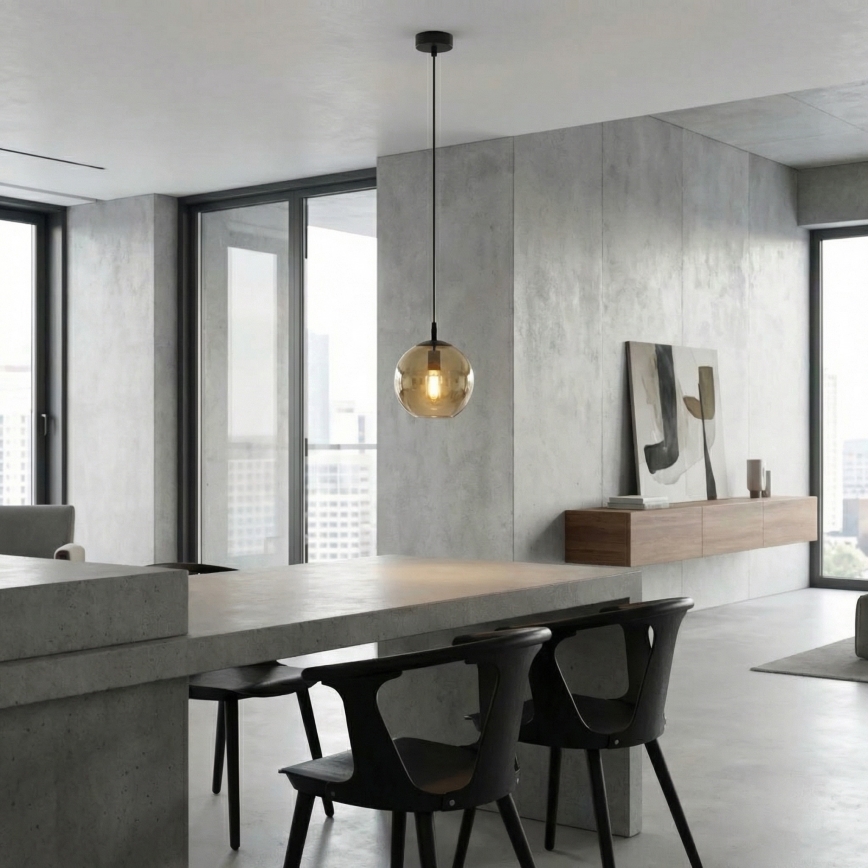 Luster na lanku COSMO 1xE14/10W/230V pr. 14 cm čierna/béžová