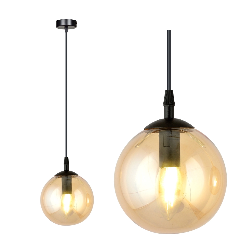 Luster na lanku COSMO 1xE14/10W/230V pr. 14 cm čierna/béžová